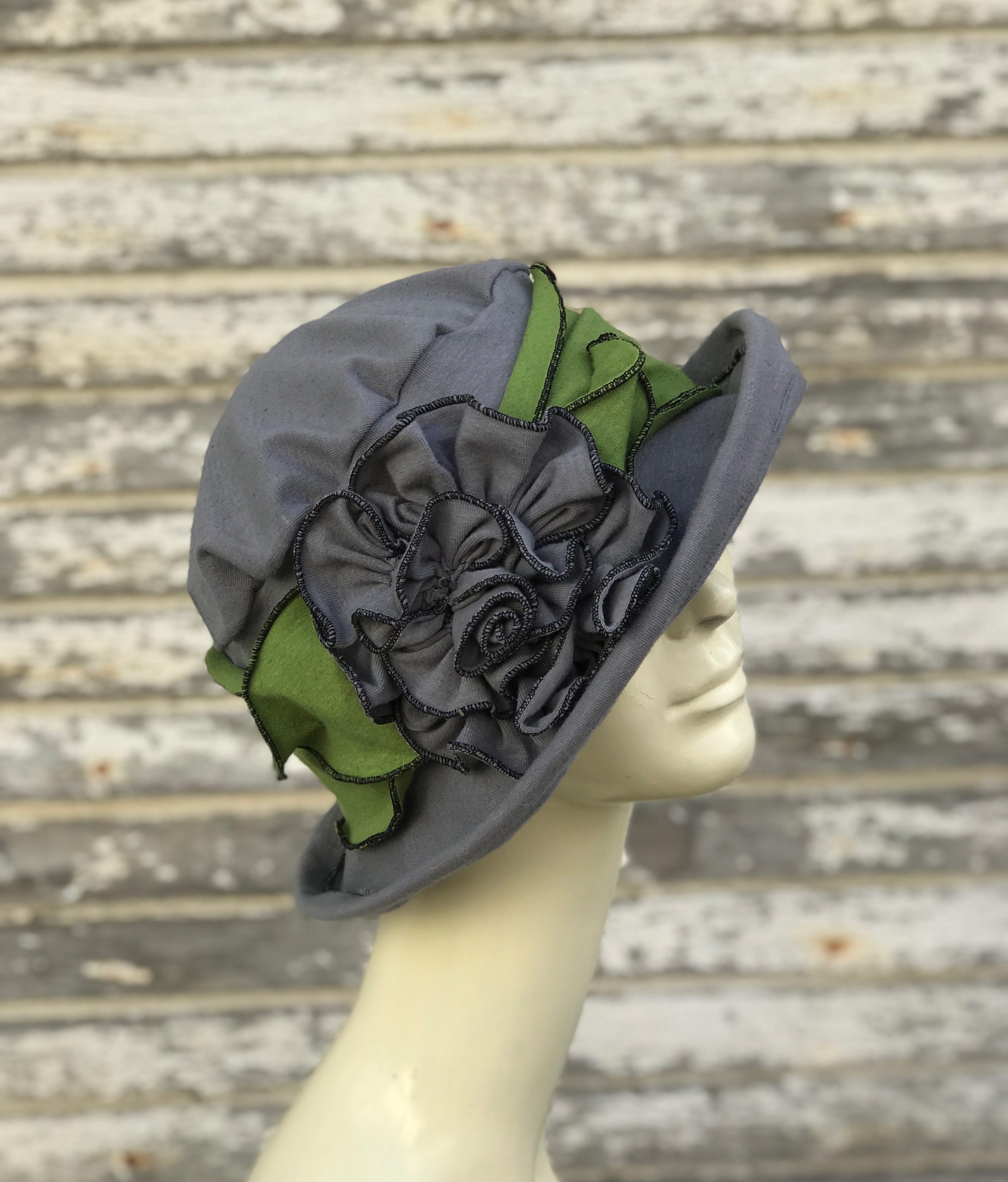 Soft Cloche Hat with Large Rose 