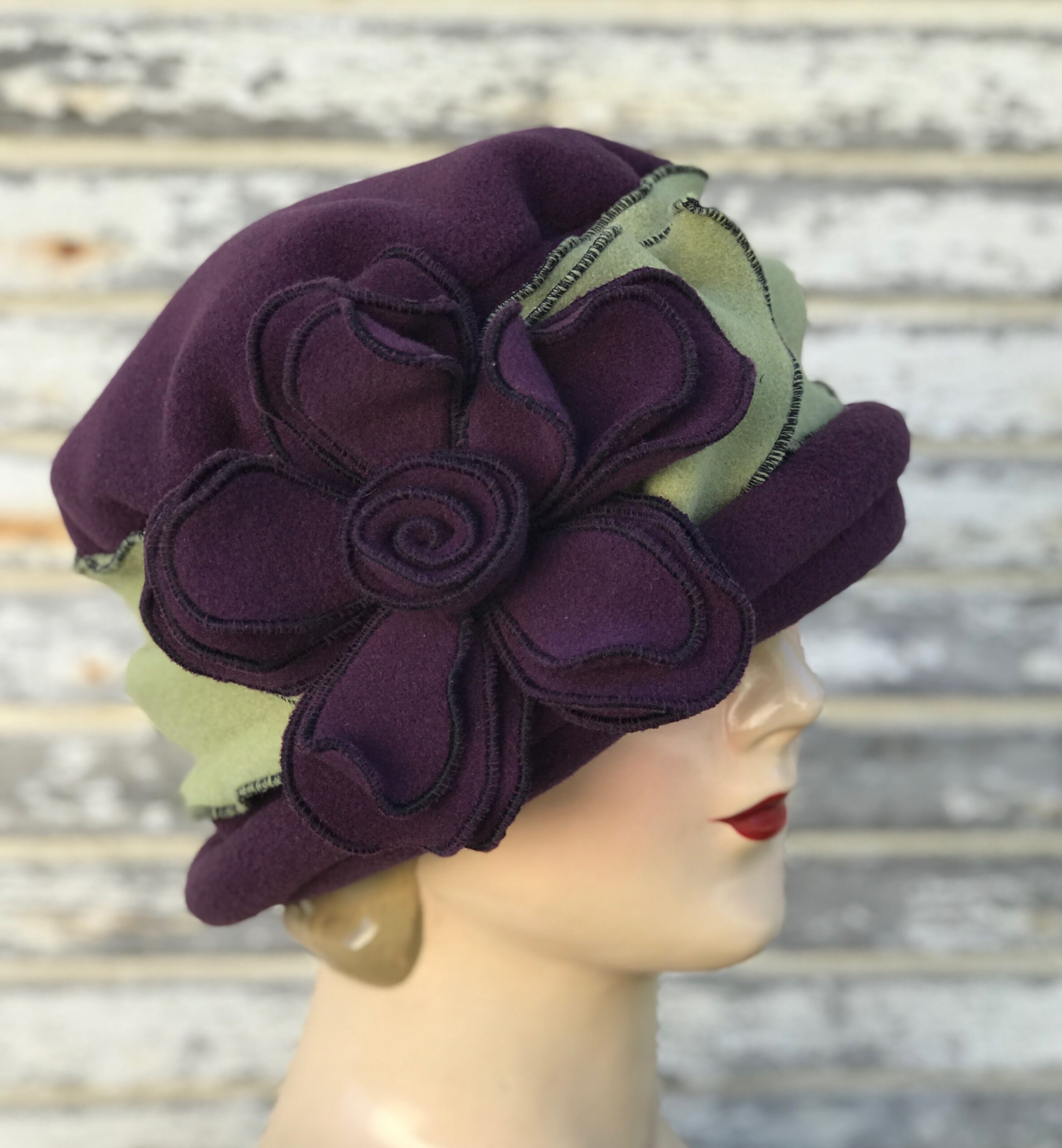 Fleece Flapper Cloche Hat with 