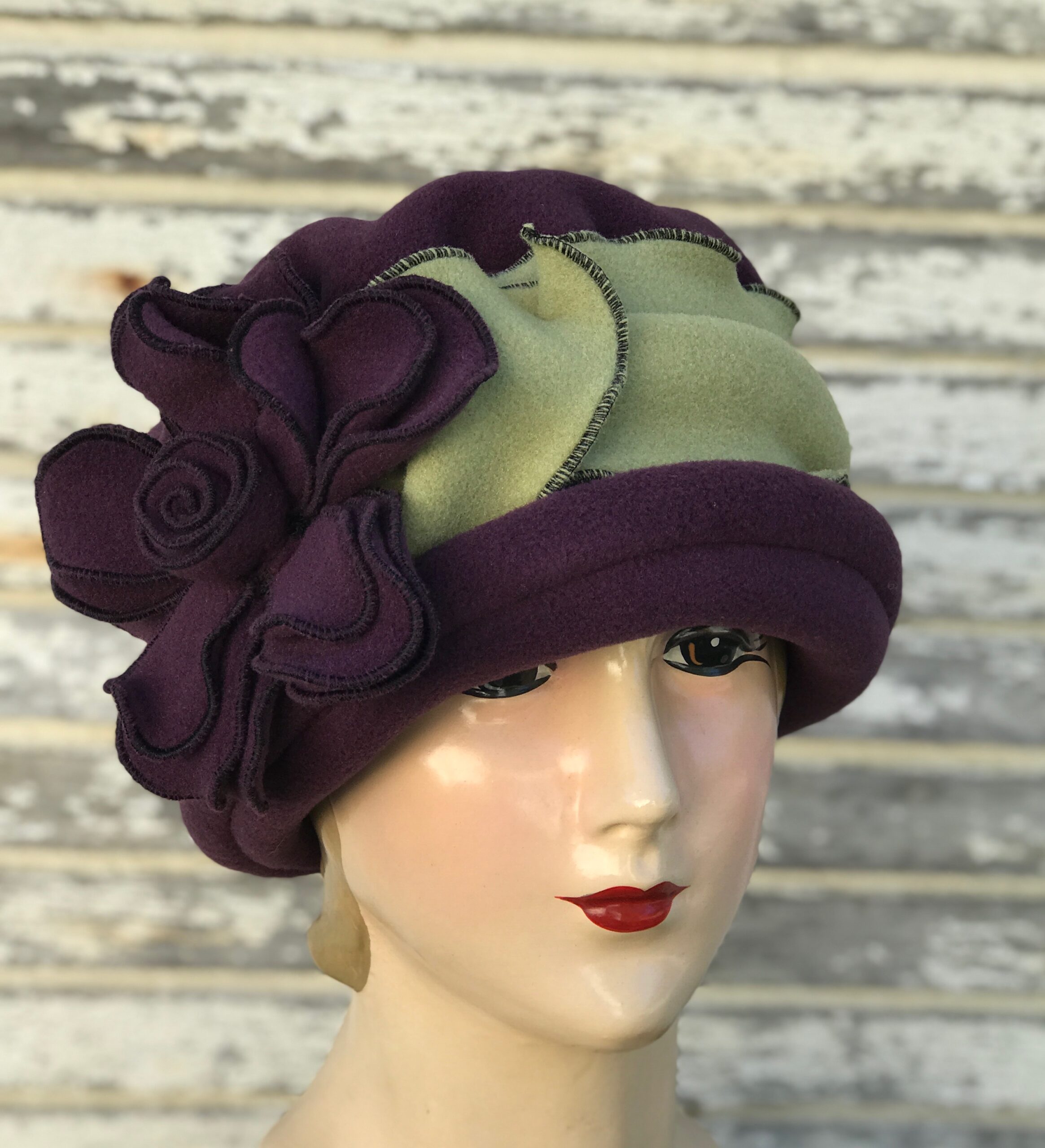 Fleece Flapper Cloche Hat with 
