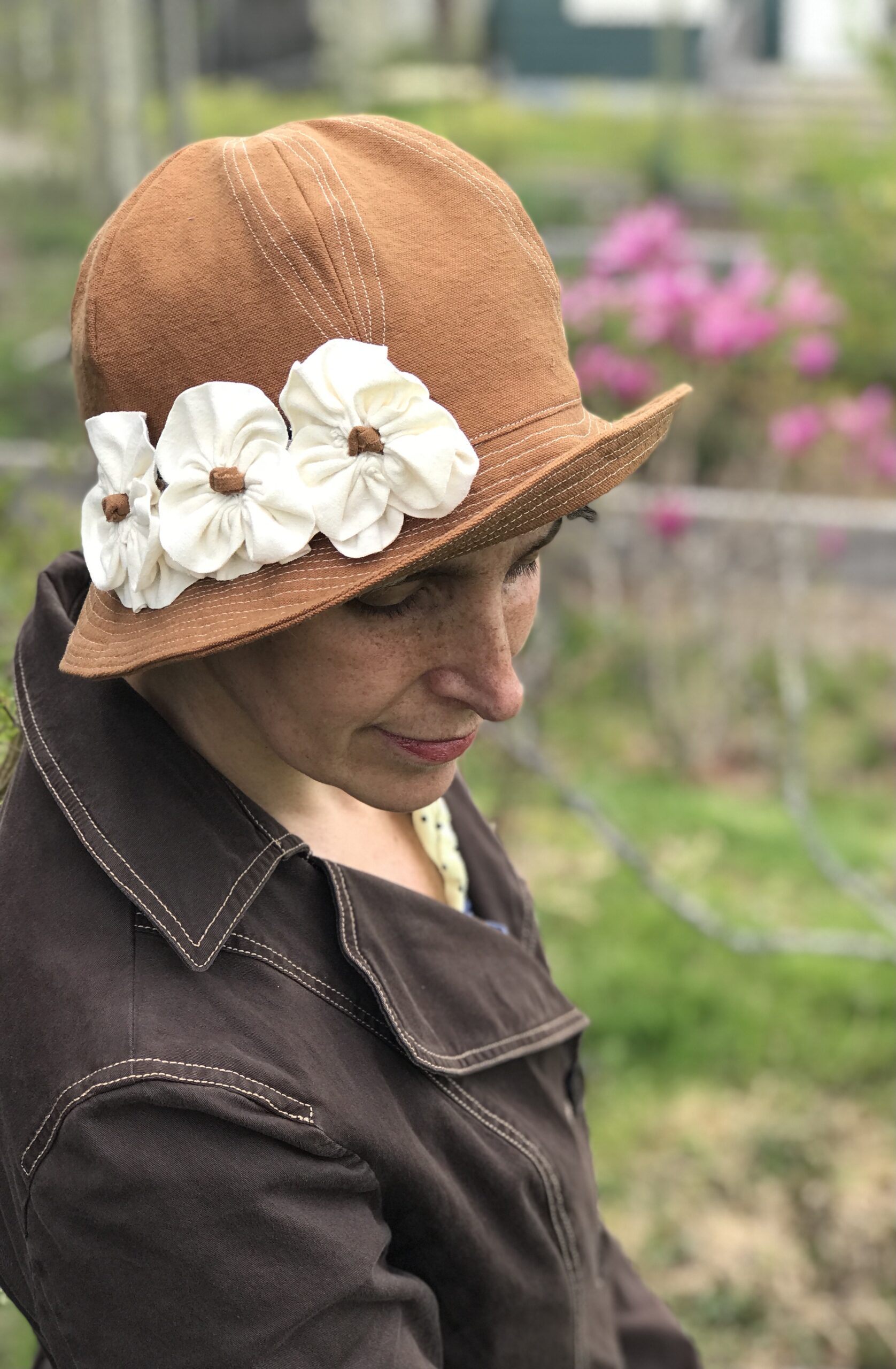 Cotton Canvas Cloche Hat- Brown- Franny 