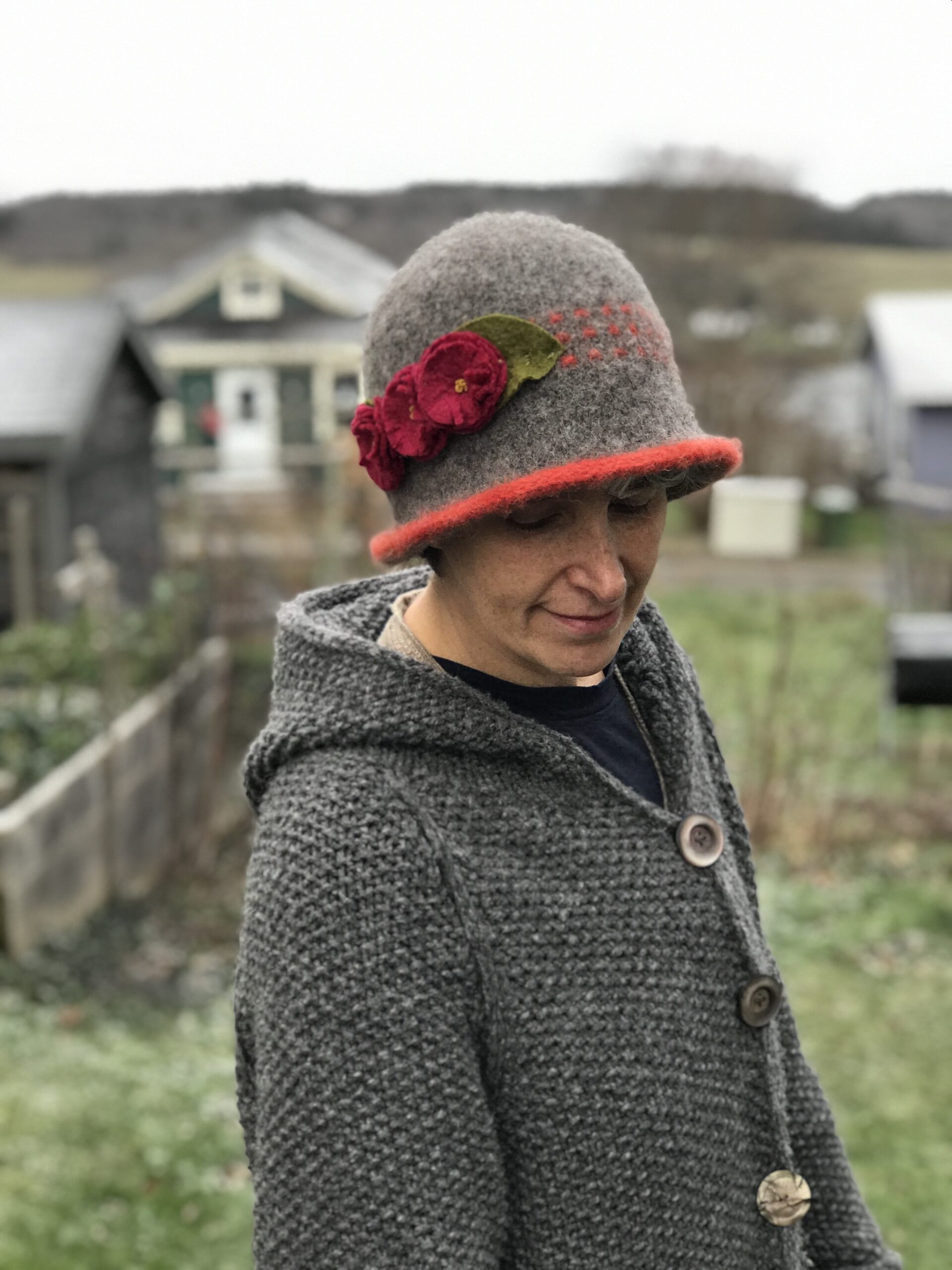Cloche Hat- Hand Knit and Felted 
