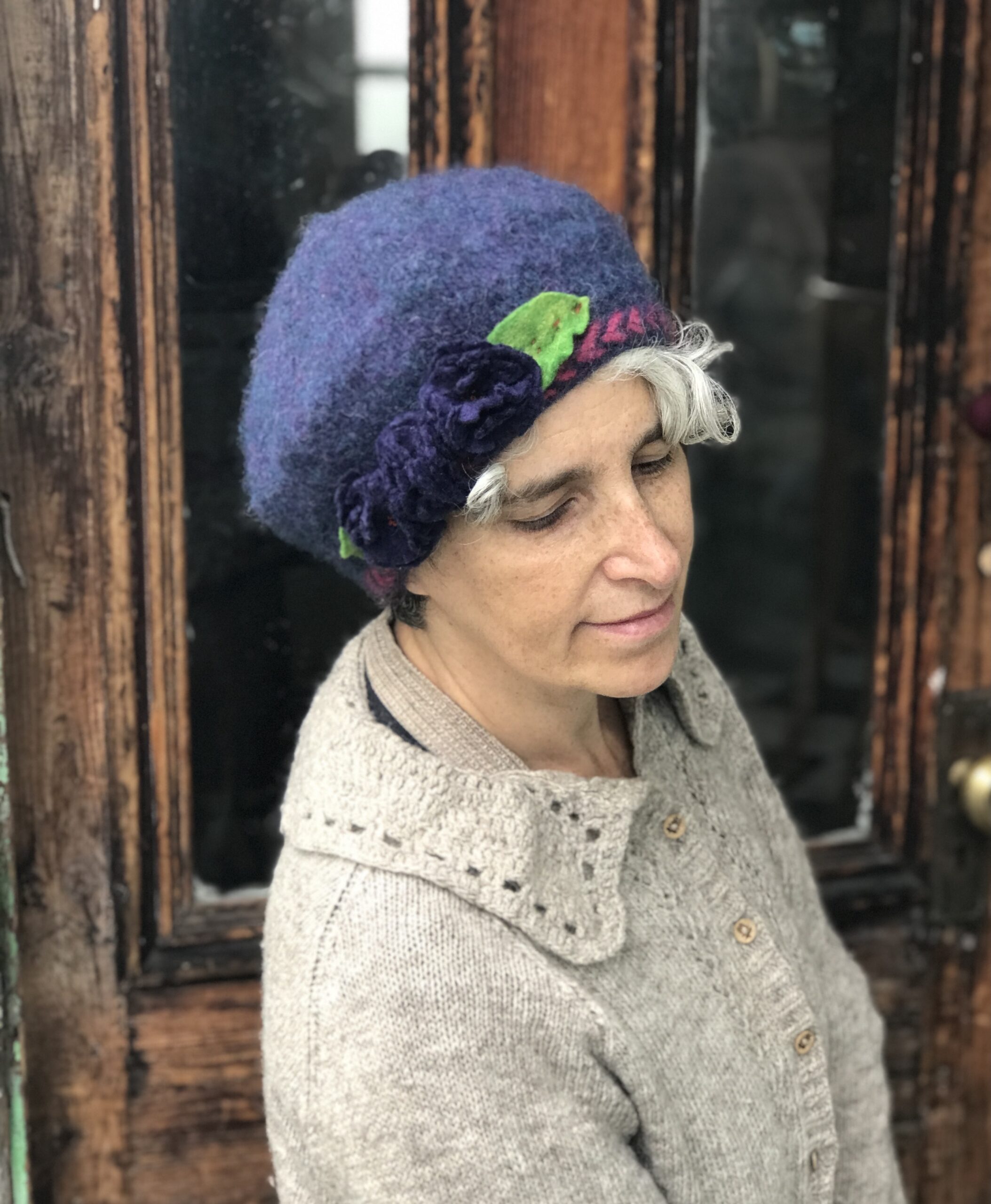 Beret- Hand Knit and Felted-Colette- Custom Made in Many Colours
