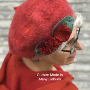 Beret- Hand Knit and Felted-Colette- Custom Made in Many Colours