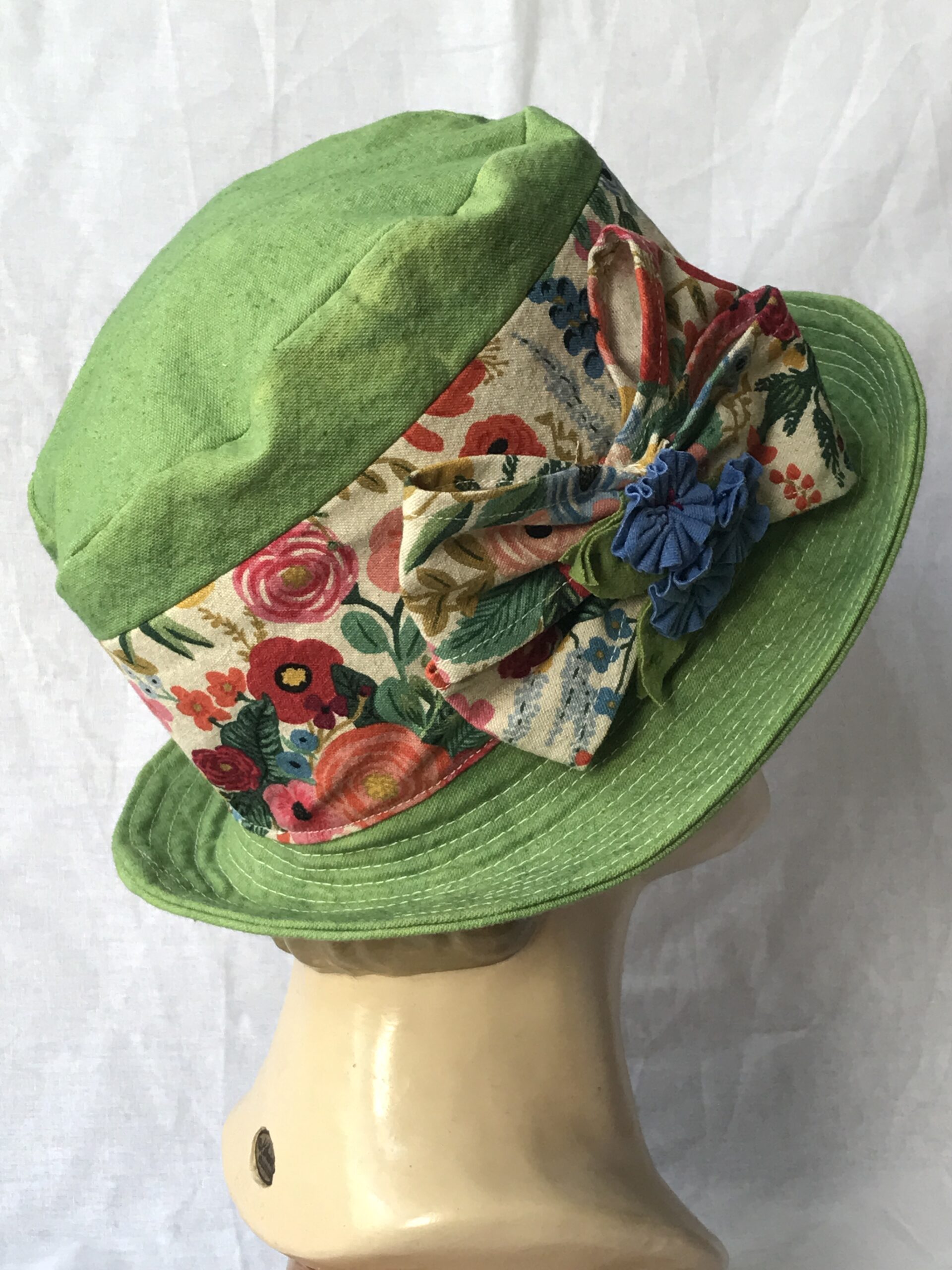 Elegant Green Fedora Hat with Floral Band Emerald Bloom - Custom Burned Fedora Hat | Honeybee Hat Co  main image 3