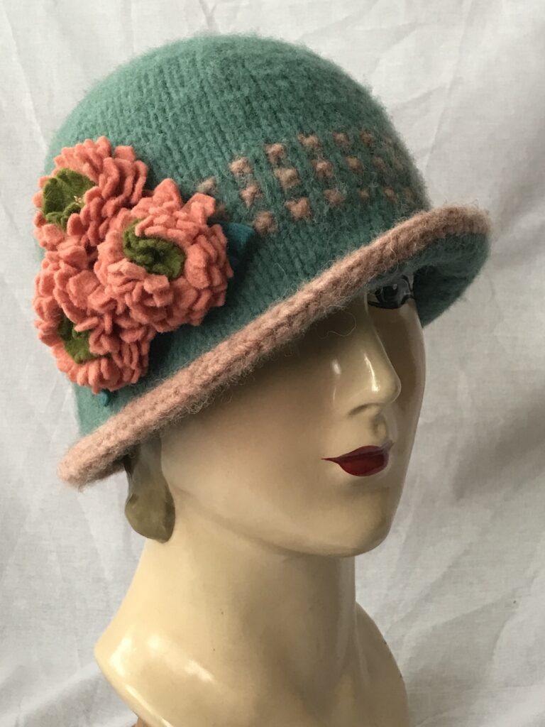 1920s inspired cloche hat made from hand dyed Canadian wool.