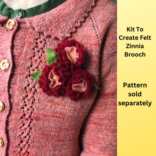 kit to create a 3 flower felt brooch