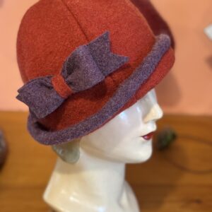 Elsie- Boiled Wool 1920s style toque hat- Terracotta- Ready to Ship