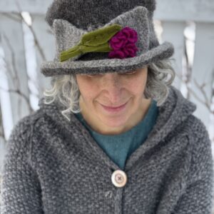 Eliza- Edwardian Style Knit and Felted Hat-Natural Greys-  Ready to Ship- Small to Medium