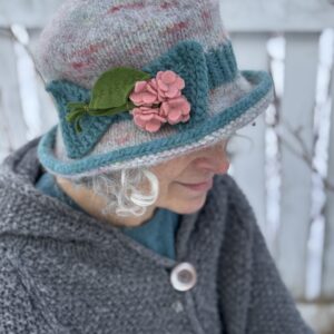 Eliza- Edwardian Style Knit and Felted Hat-Confetti and Turquoise-  Ready to Ship- Medium