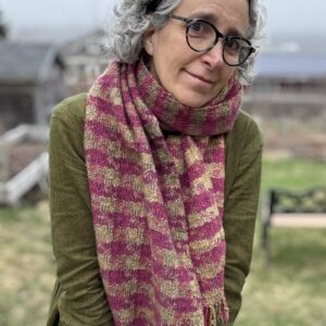 Handwoven Shawl 1- Hand Dyed- Pinks,Yellows, Greens