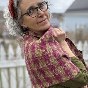 Handwoven Shawl 2- Hand Dyed- Pinks, purples, greens