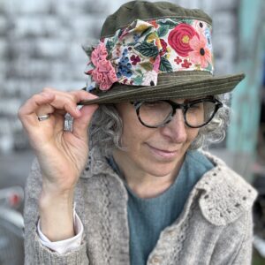 Flora Fedora- Moss and Floral- size-S
