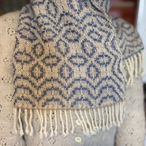 Handwoven and Naturally Dyed Scarf- Indigo and Walnut- shorter length