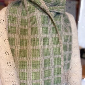 Handwoven and Naturally Dyed Scarf- Graphic Squares