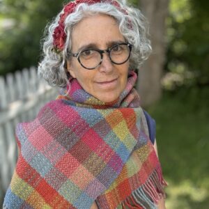 Handwoven and Naturally Dyed Wool Scarf- Rainbow- One of a Kind